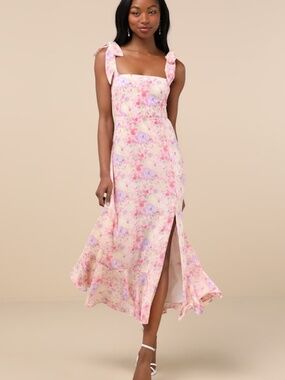 gala ready lavender off-the-shoulder ruffle midi dress Gabriella Maxi Dress, in Lilac Enchanted Embellishment | Show Me Your Mumu